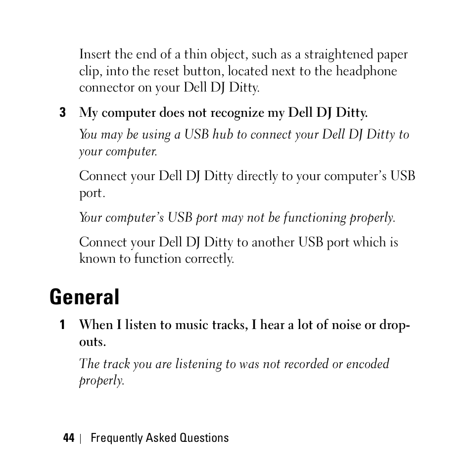 General | Dell DJ Ditty User Manual | Page 44 / 70