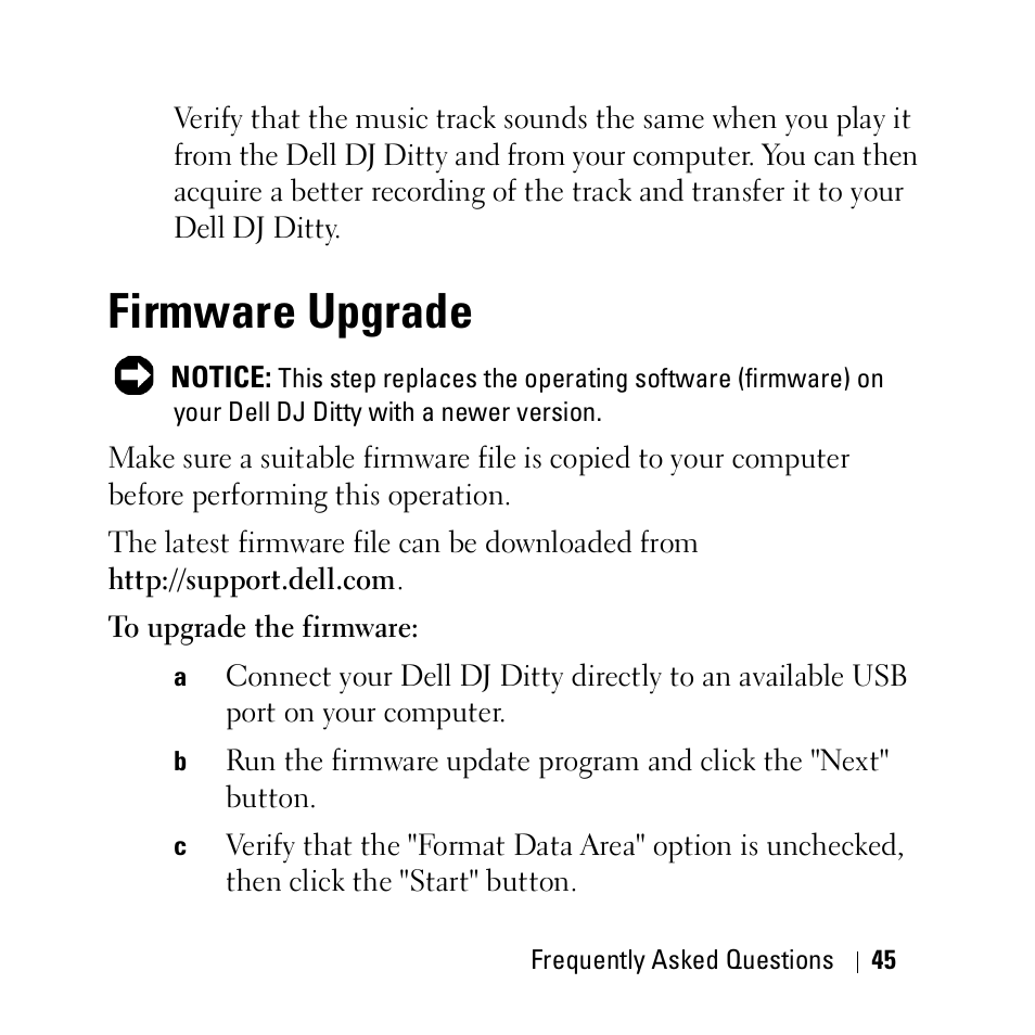 Firmware upgrade | Dell DJ Ditty User Manual | Page 45 / 70