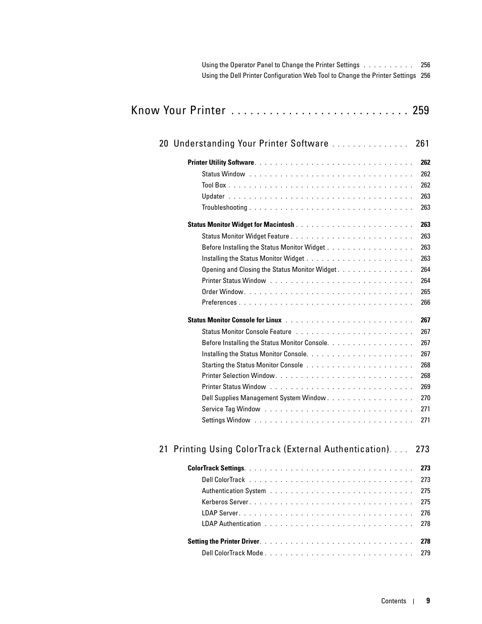 20 understanding your printer software 261, Know your printer, 20 understanding your printer software | Dell C3760dn Color Laser Printer User Manual | Page 11 / 412