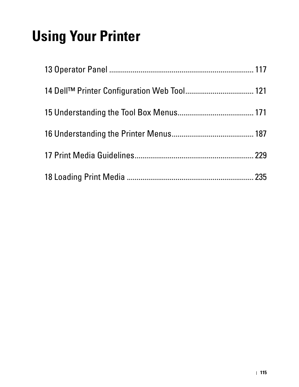 Using your printer | Dell C3760dn Color Laser Printer User Manual | Page 117 / 412