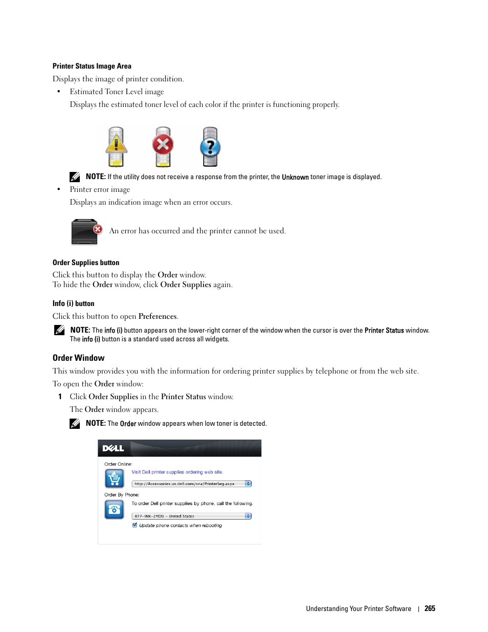 Order window | Dell C3760dn Color Laser Printer User Manual | Page 267 / 412