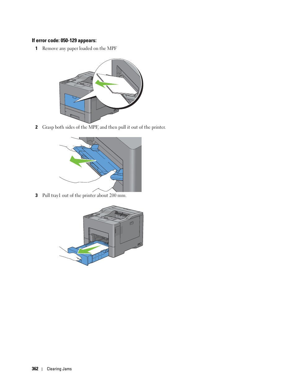 If error code: 050-129 appears | Dell C3760dn Color Laser Printer User Manual | Page 364 / 412