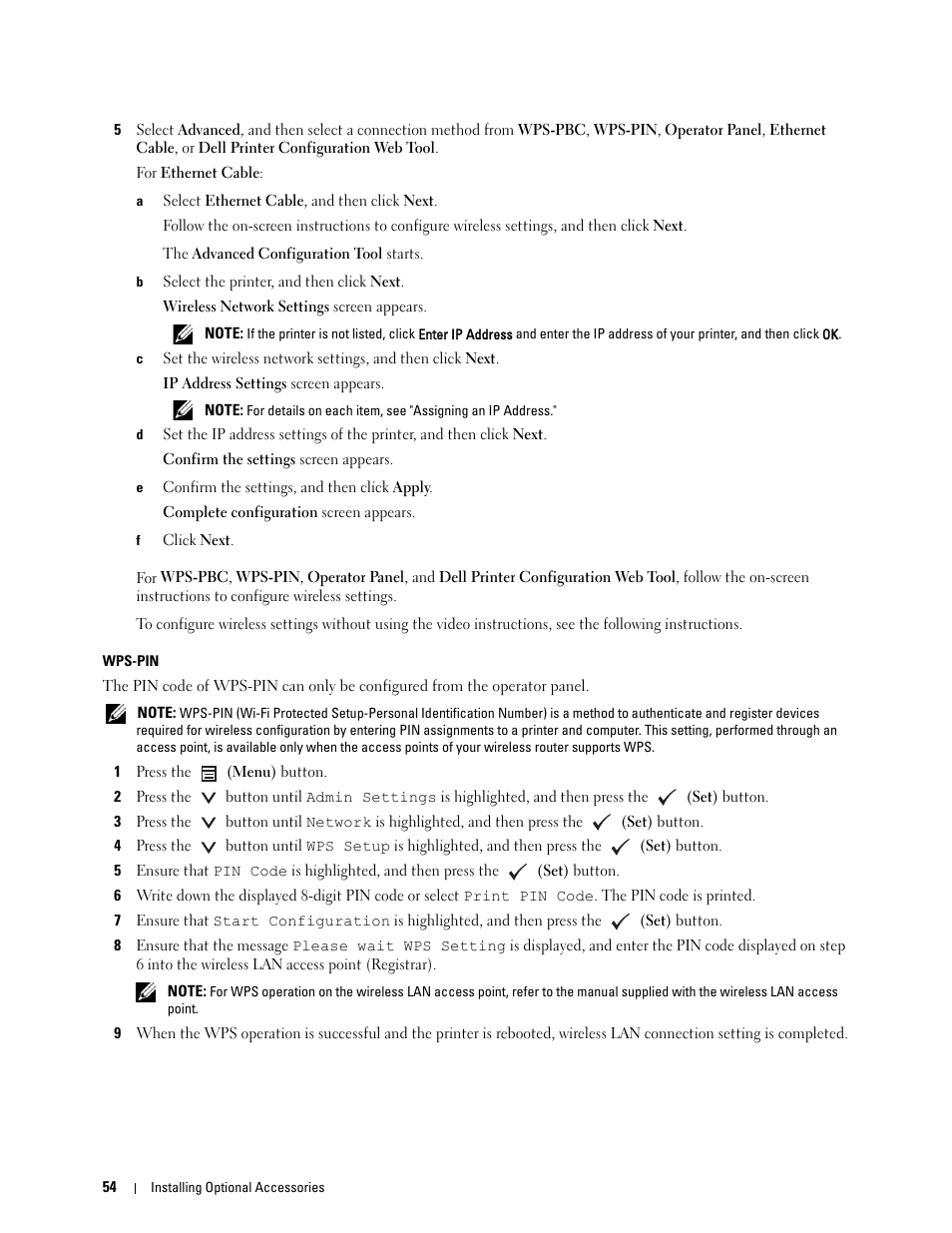 Wps-pin | Dell C3760dn Color Laser Printer User Manual | Page 56 / 412