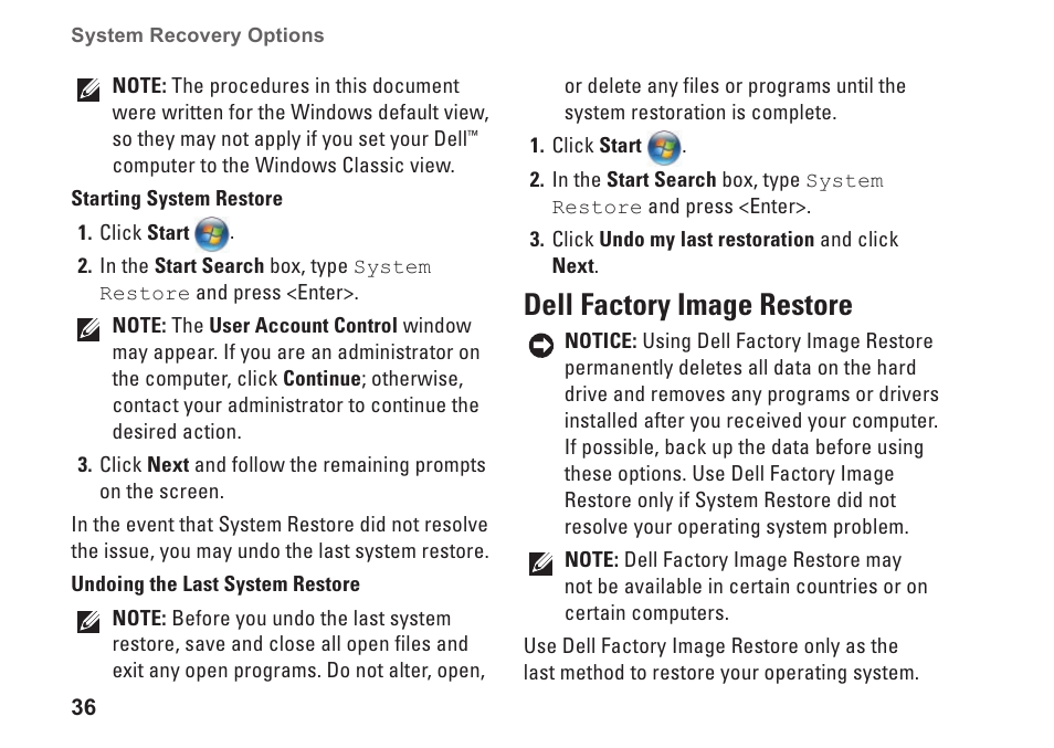 Dell factory image restore | Dell Studio Hybrid D140G (Mid 2008) User Manual | Page 38 / 64