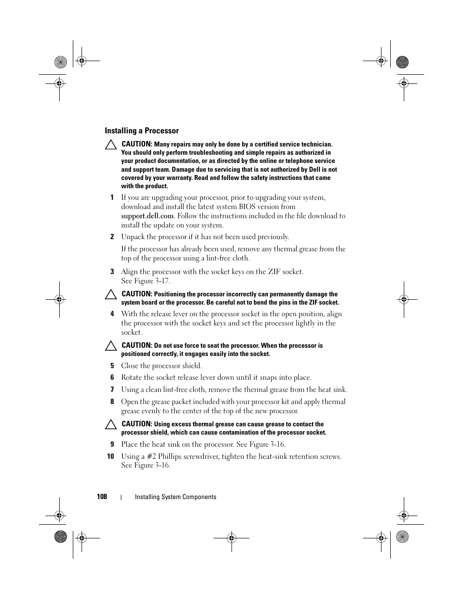 Installing a processor | Dell DX6012S User Manual | Page 104 / 152