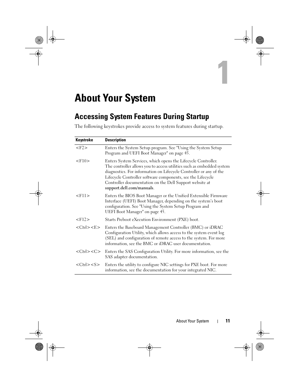 About your system, Accessing system features during startup | Dell DX6012S User Manual | Page 11 / 152