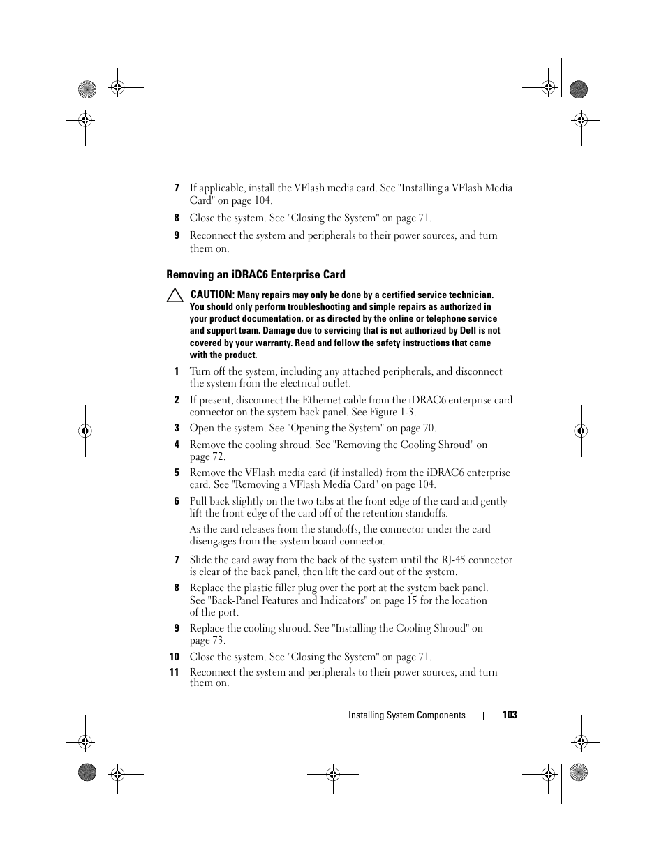 Removing an idrac6 enterprise card | Dell DX6012S User Manual | Page 99 / 152
