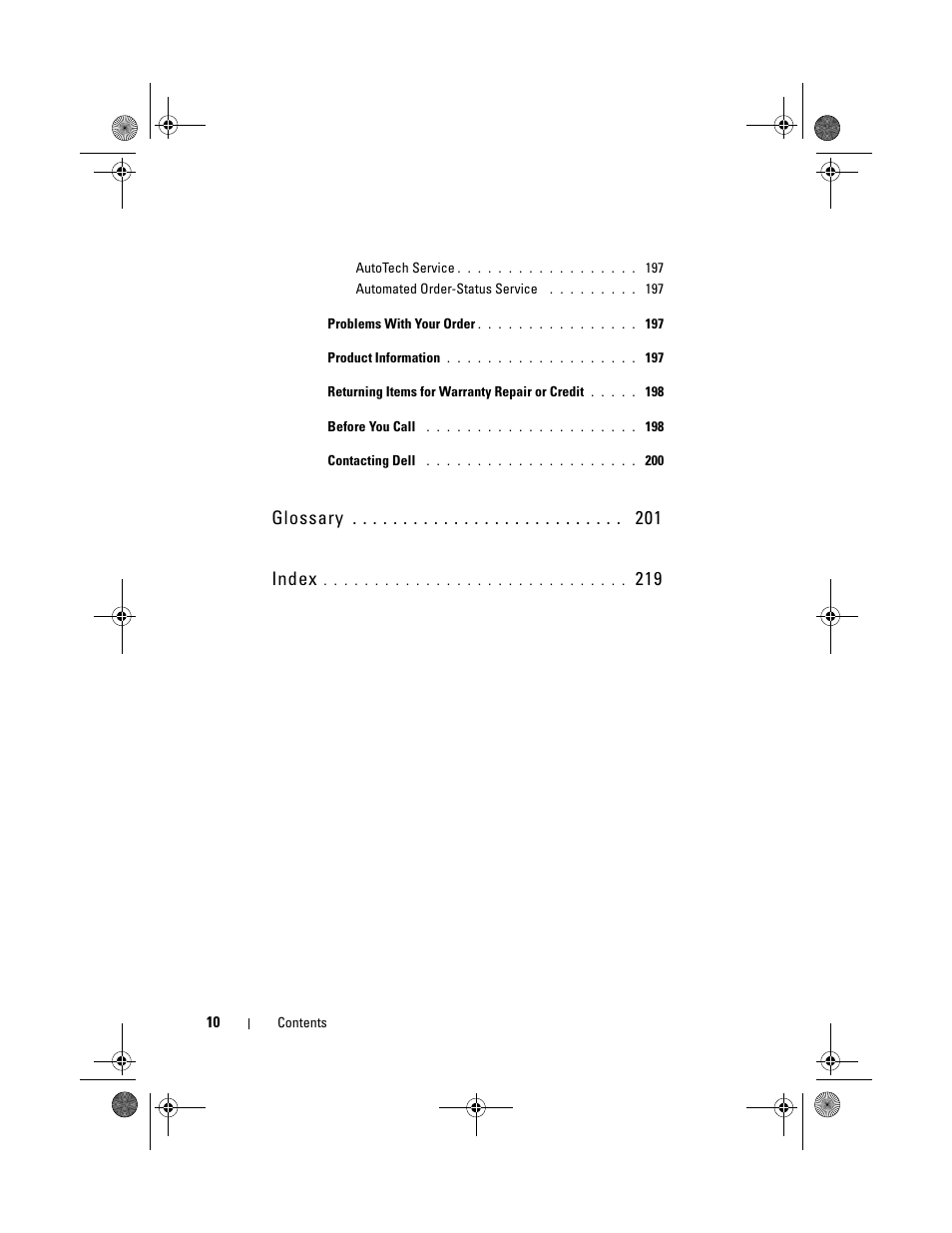 Glossary index | Dell XPS 420 (Late 2007) User Manual | Page 10 / 226
