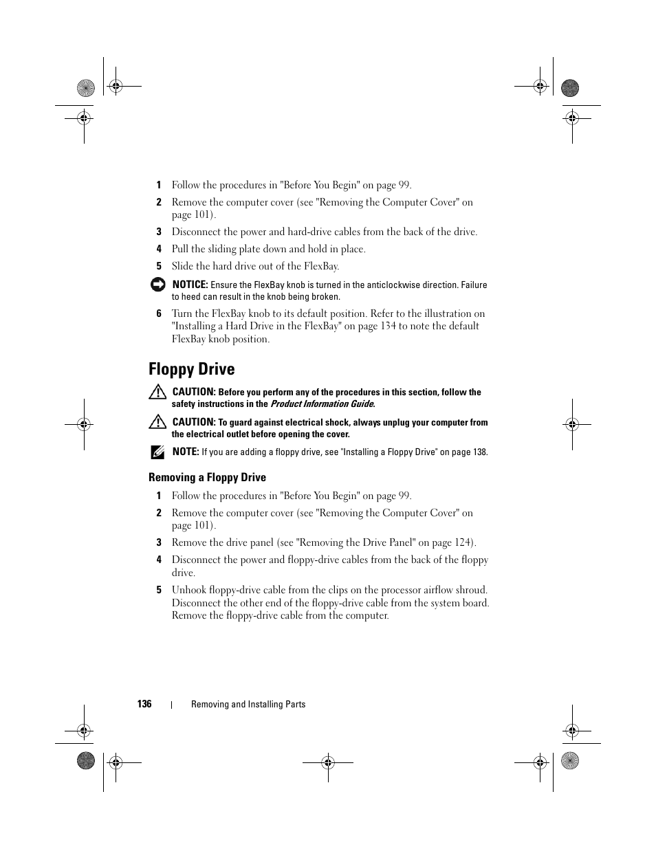 Floppy drive | Dell XPS 420 (Late 2007) User Manual | Page 136 / 226