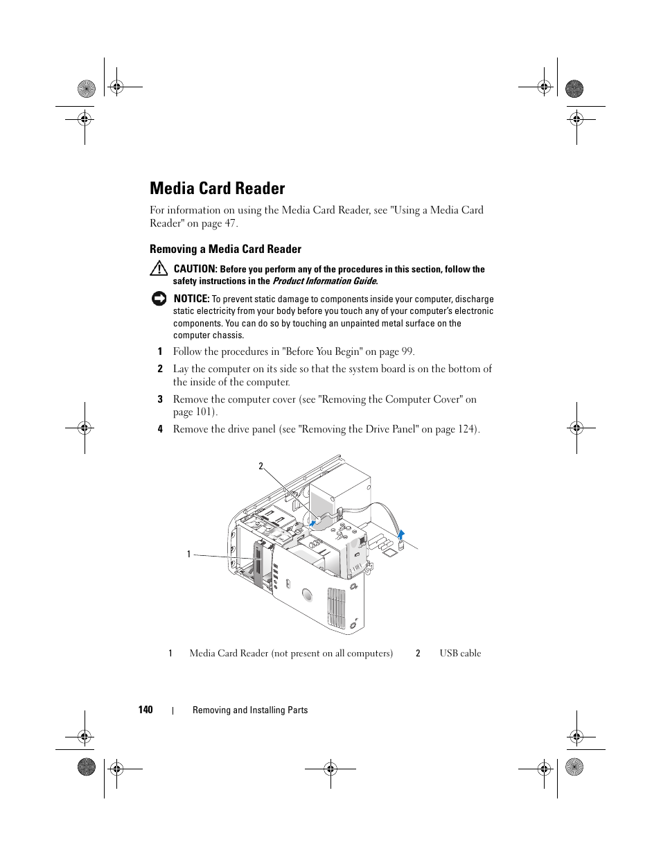 Media card reader | Dell XPS 420 (Late 2007) User Manual | Page 140 / 226