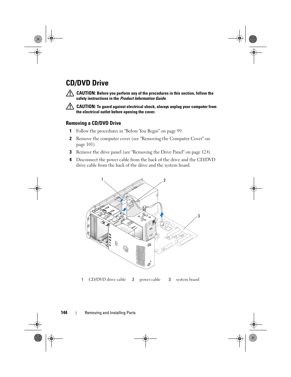 Cd/dvd drive | Dell XPS 420 (Late 2007) User Manual | Page 144 / 226