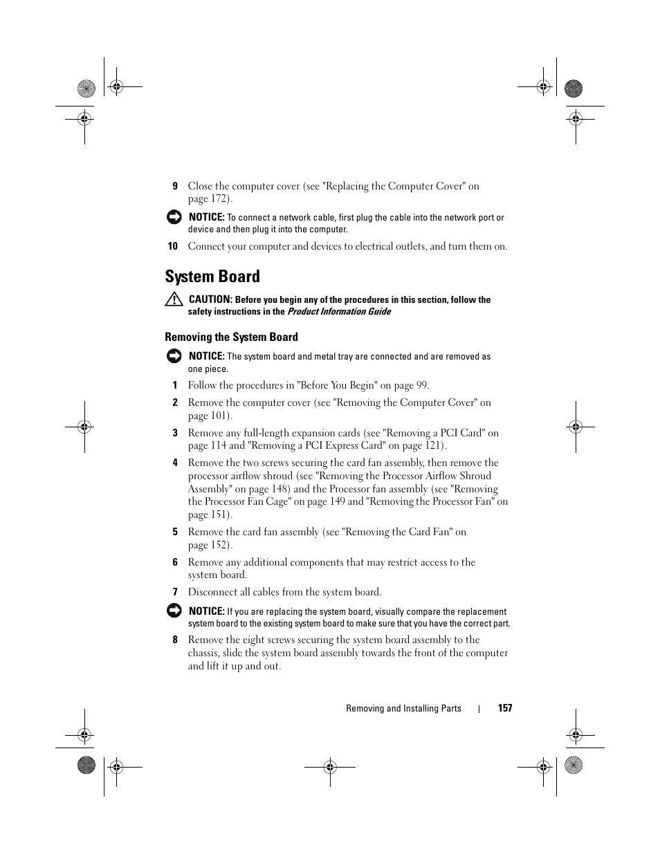 System board | Dell XPS 420 (Late 2007) User Manual | Page 157 / 226