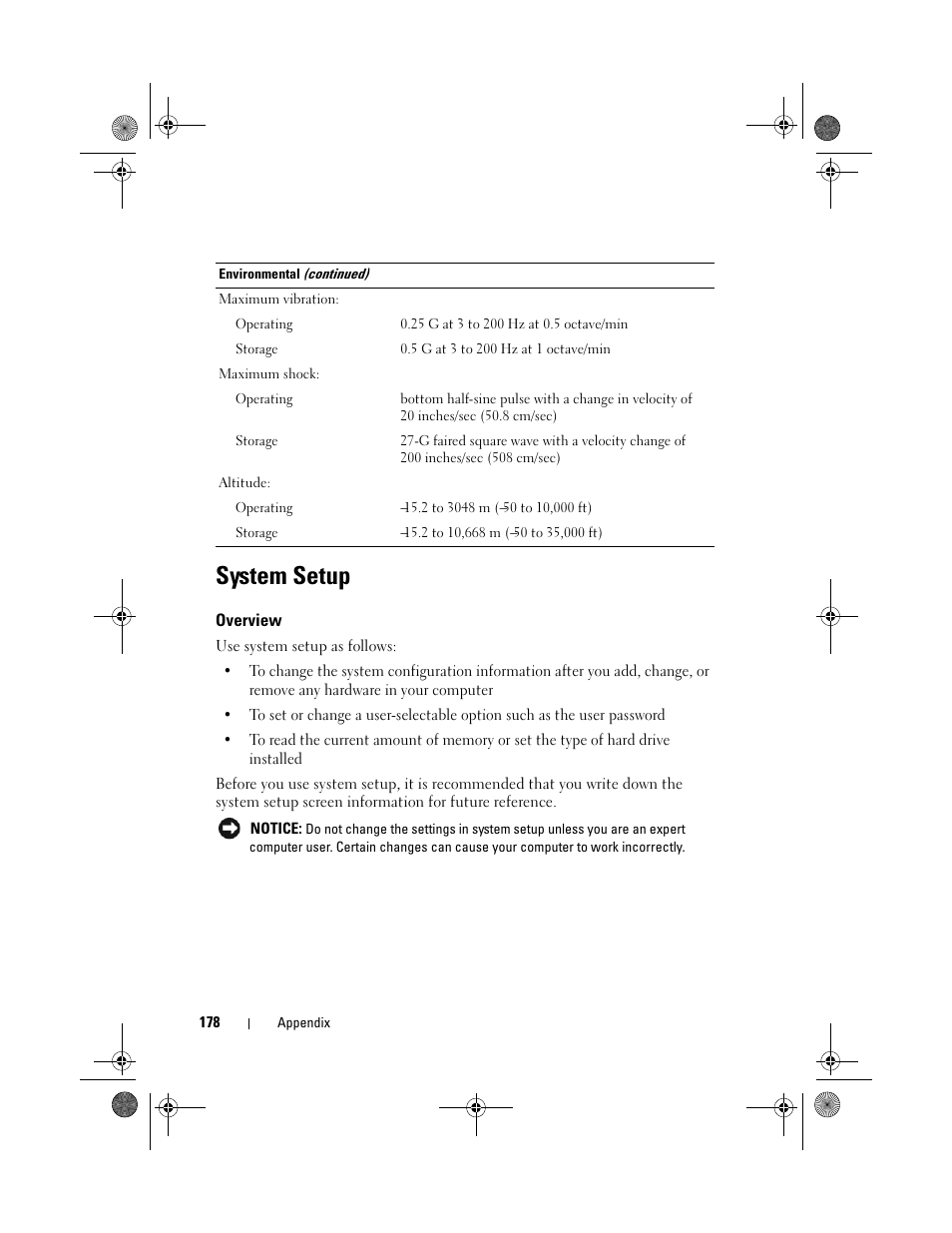 System setup | Dell XPS 420 (Late 2007) User Manual | Page 178 / 226