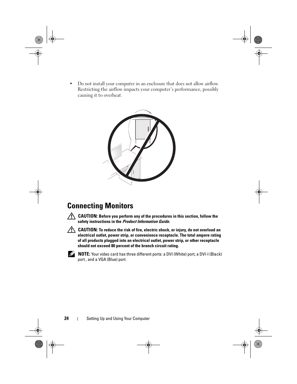 Connecting monitors | Dell XPS 420 (Late 2007) User Manual | Page 24 / 226