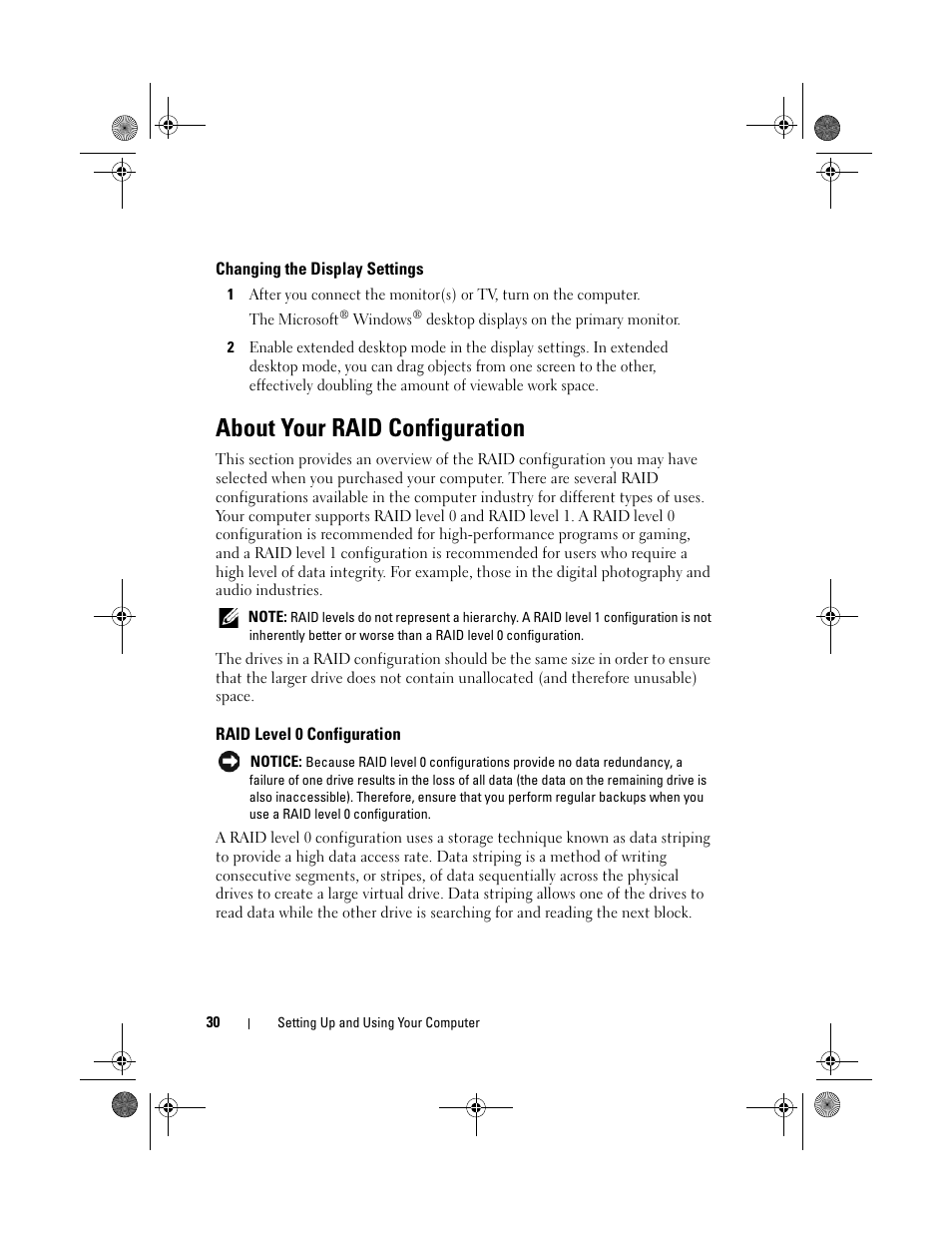 About your raid configuration | Dell XPS 420 (Late 2007) User Manual | Page 30 / 226