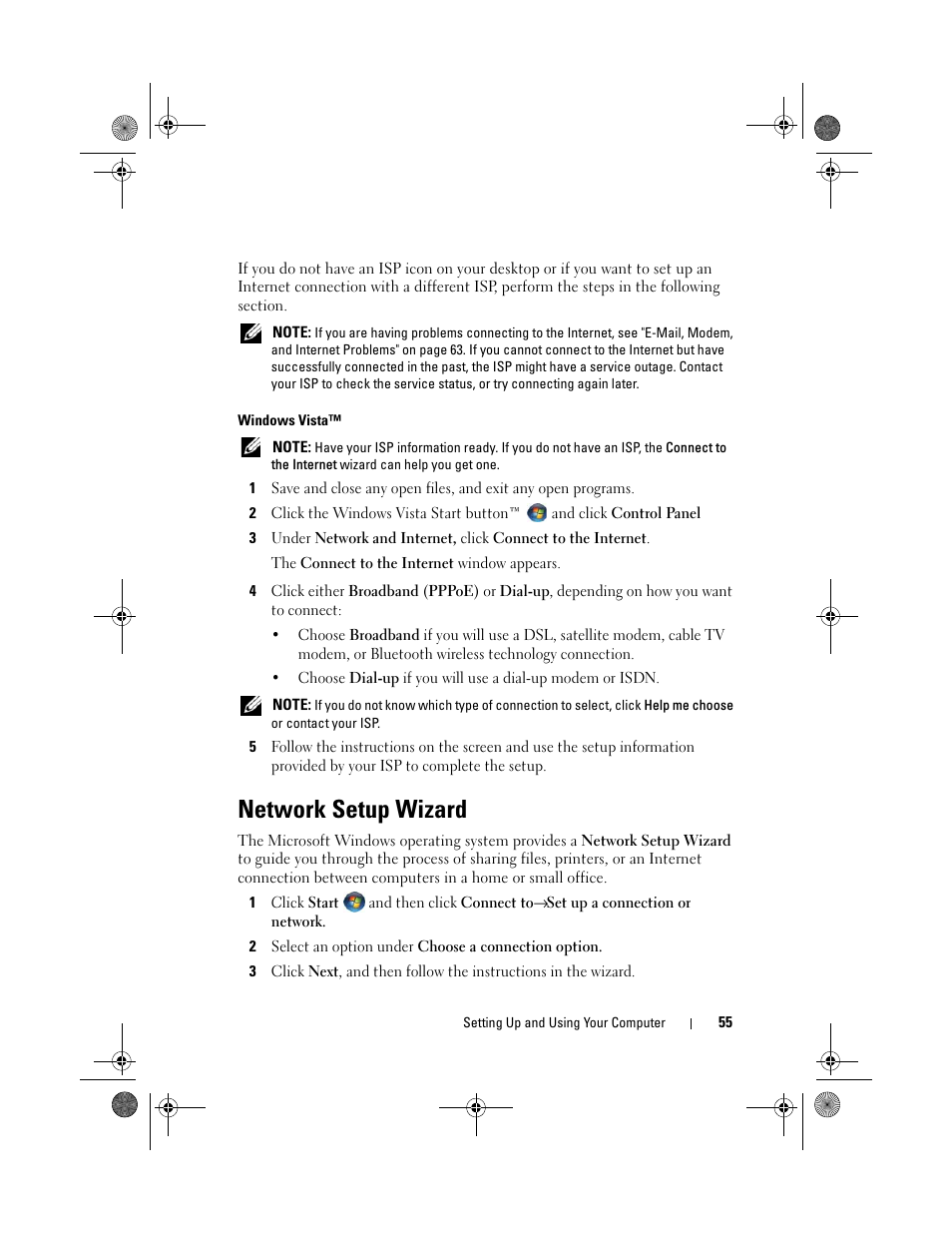 Network setup wizard | Dell XPS 420 (Late 2007) User Manual | Page 55 / 226