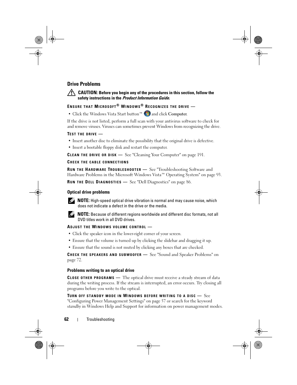 Drive problems | Dell XPS 420 (Late 2007) User Manual | Page 62 / 226