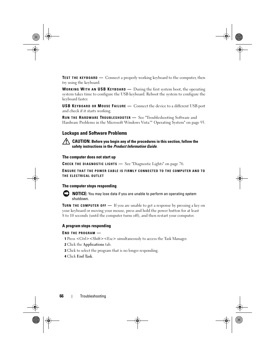 Lockups and software problems | Dell XPS 420 (Late 2007) User Manual | Page 66 / 226