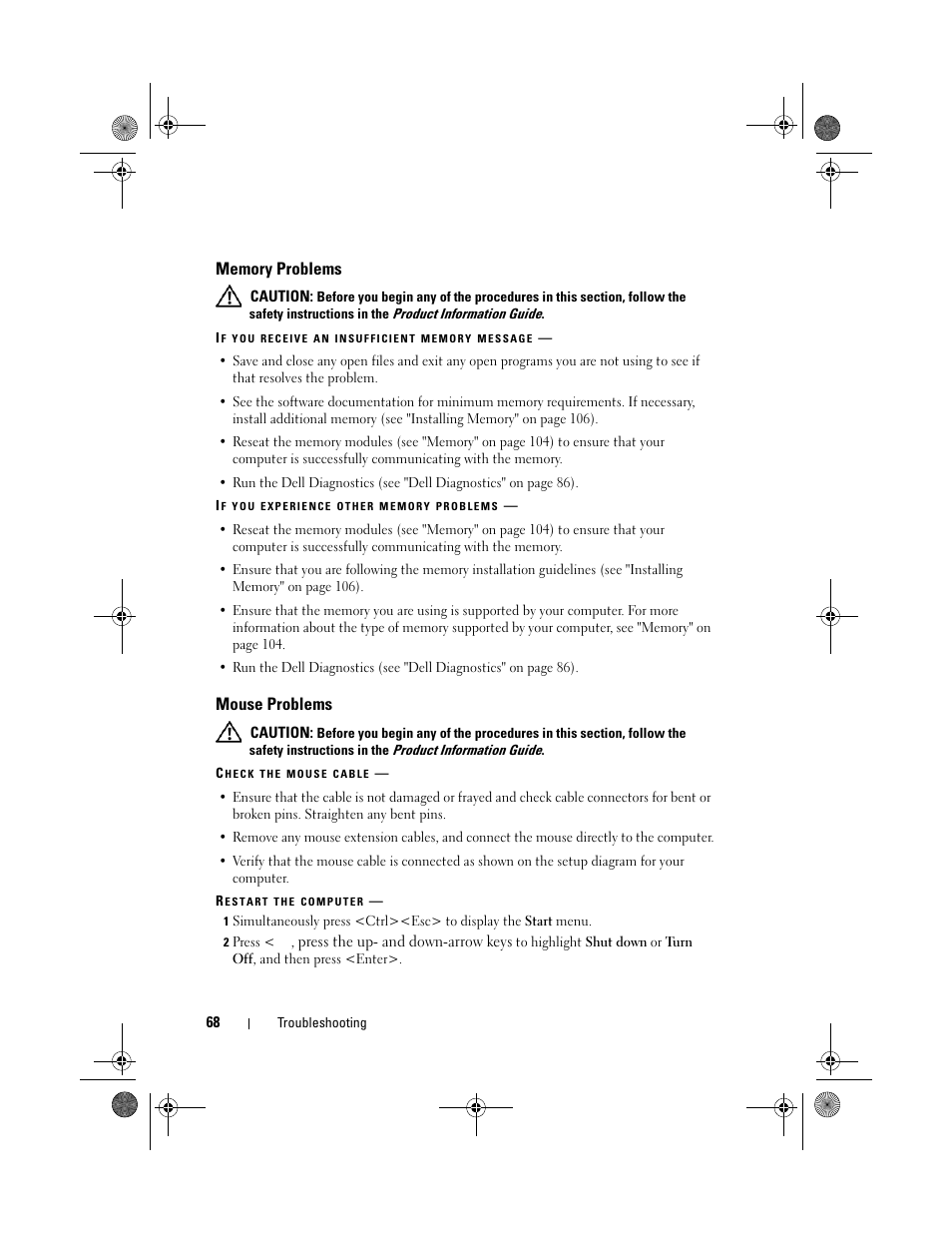 Mouse problems | Dell XPS 420 (Late 2007) User Manual | Page 68 / 226