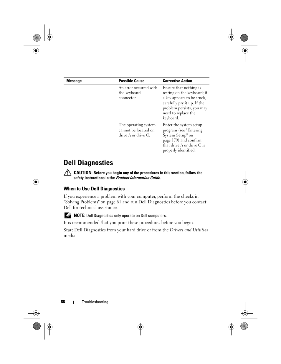 Dell diagnostics | Dell XPS 420 (Late 2007) User Manual | Page 86 / 226