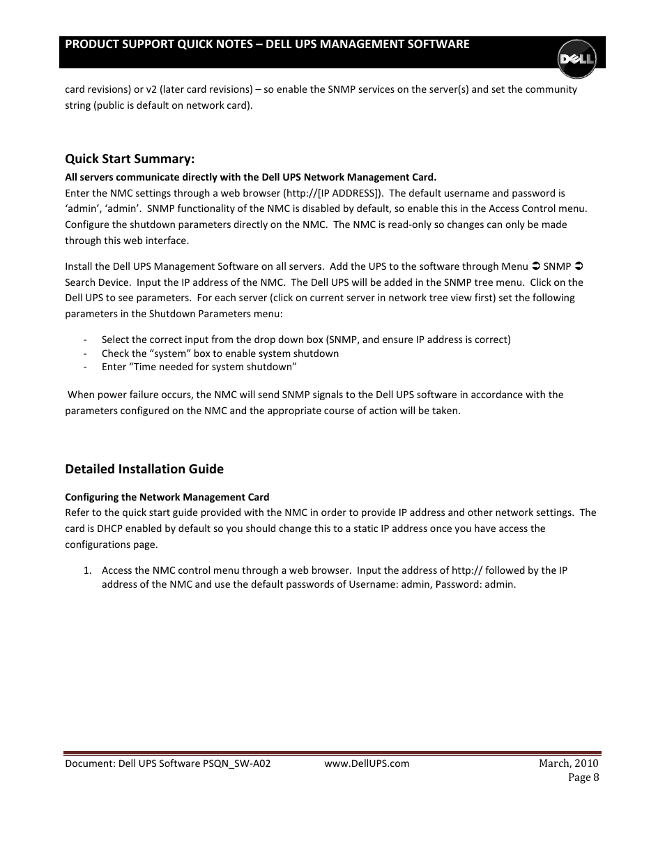 Quic, Ck start su, Ailed insta | Ummary, Allation gu, Uide | Dell UPS 1920T User Manual | Page 8 / 14