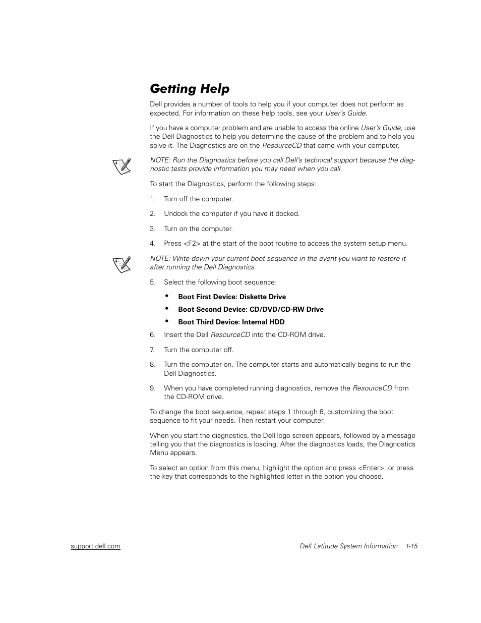 Getting help | Dell Latitude C500 User Manual | Page 18 / 71