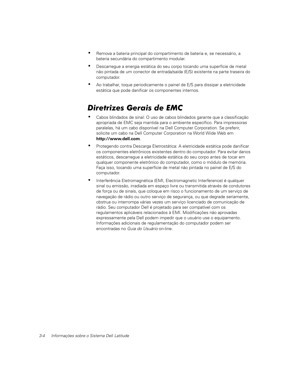 Diretrizes gerais de emc | Dell Latitude C500 User Manual | Page 43 / 71