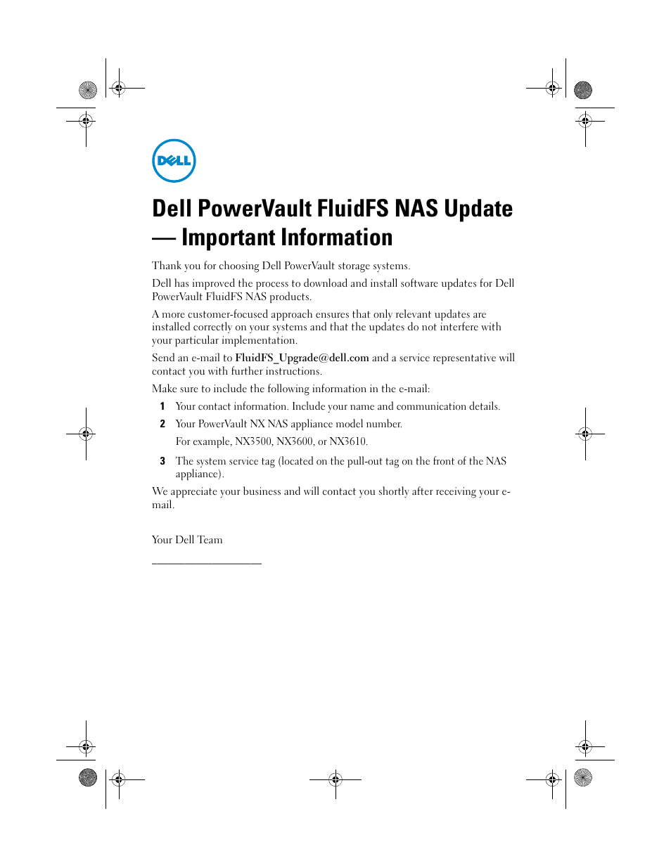 Dell PowerVault NX3600 User Manual | 1 page
