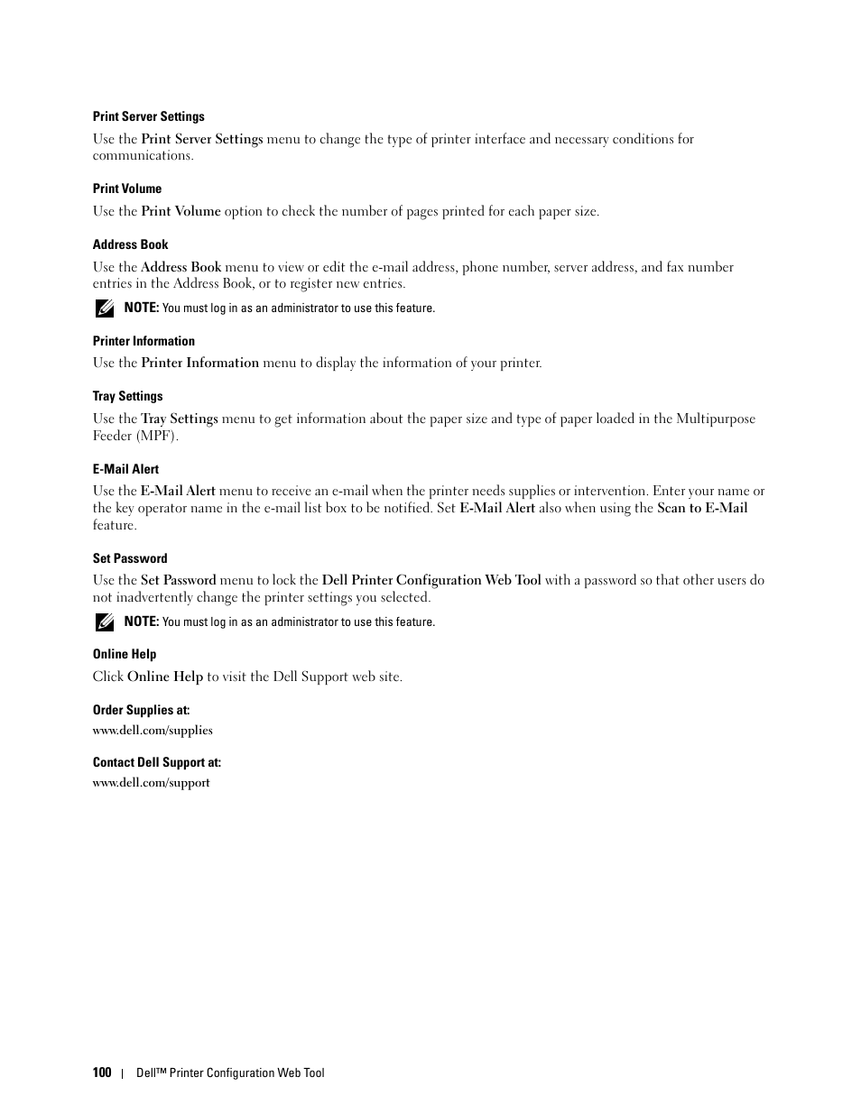 Dell C1765NFW MFP Laser Printer User Manual | Page 102 / 382