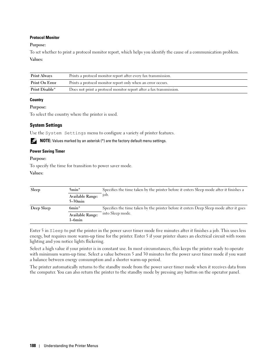 System settings | Dell C1765NFW MFP Laser Printer User Manual | Page 190 / 382