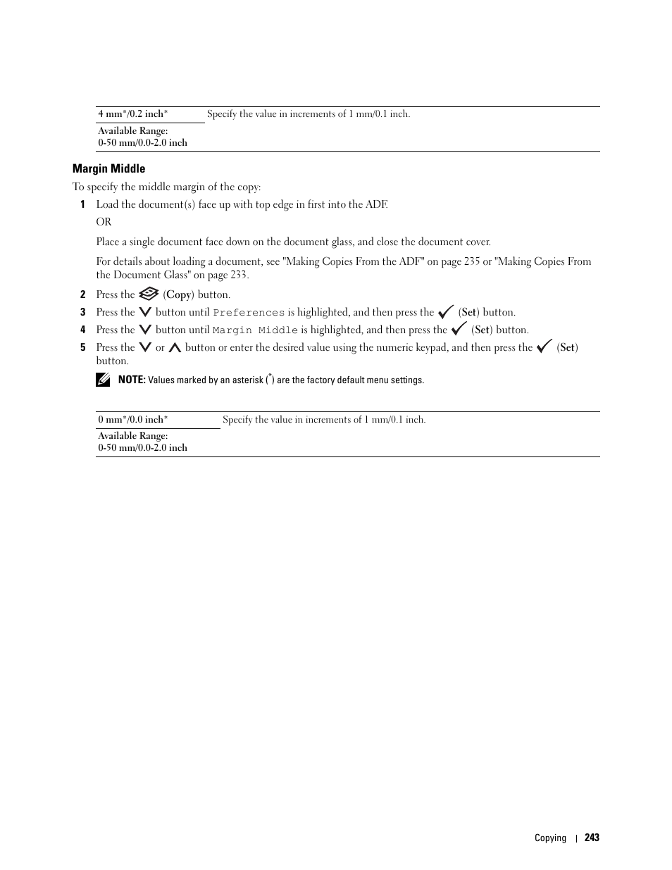 Margin middle | Dell C1765NFW MFP Laser Printer User Manual | Page 245 / 382
