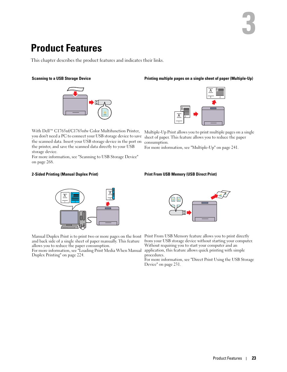 Product features, 3 product features | Dell C1765NFW MFP Laser Printer User Manual | Page 25 / 382