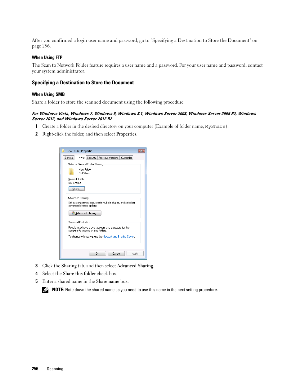 Specifying a destination to store the document | Dell C1765NFW MFP Laser Printer User Manual | Page 258 / 382