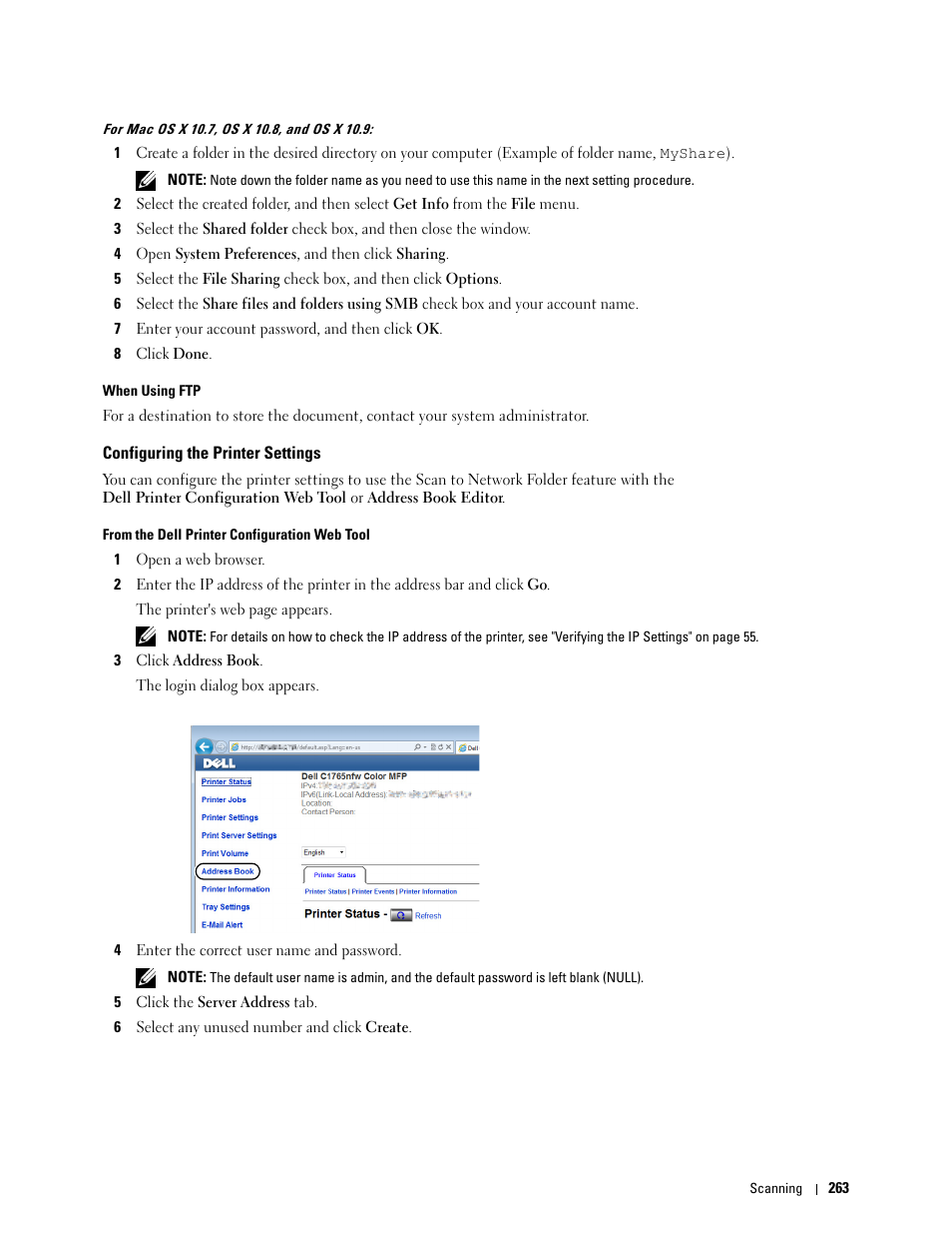Configuring the printer settings | Dell C1765NFW MFP Laser Printer User Manual | Page 265 / 382