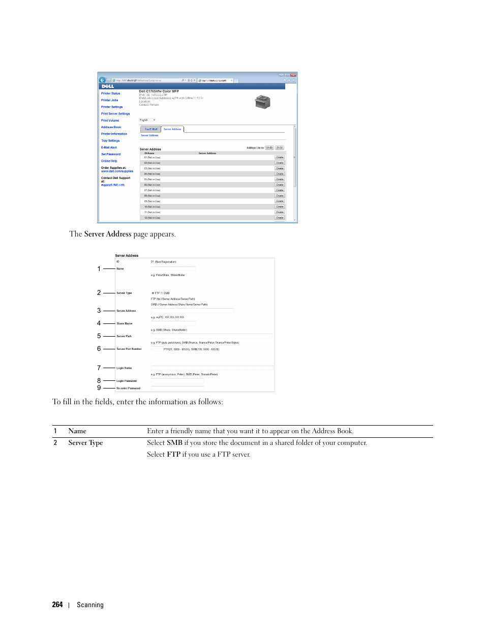 Dell C1765NFW MFP Laser Printer User Manual | Page 266 / 382
