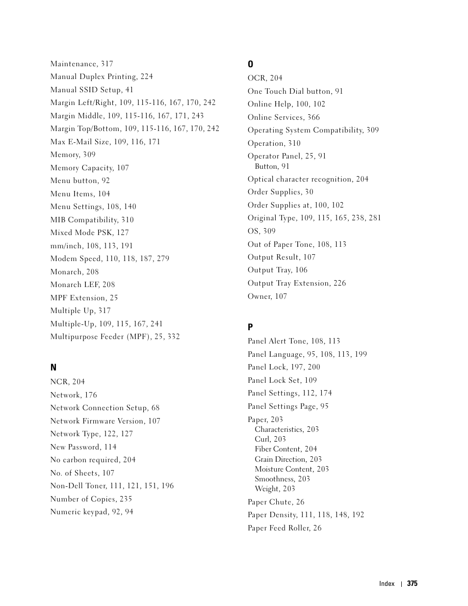 Dell C1765NFW MFP Laser Printer User Manual | Page 377 / 382