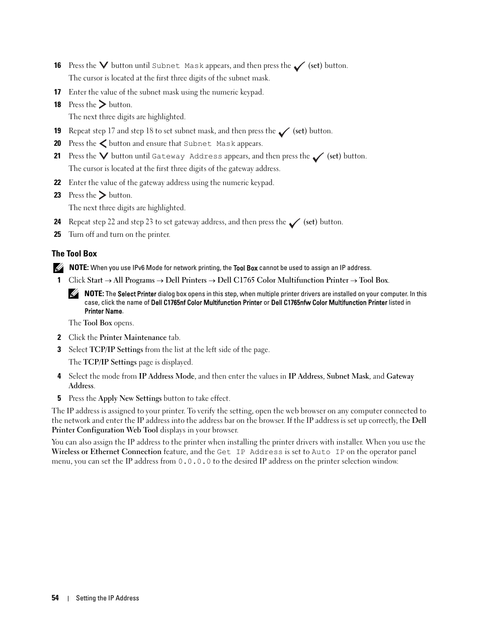 The tool box | Dell C1765NFW MFP Laser Printer User Manual | Page 56 / 382