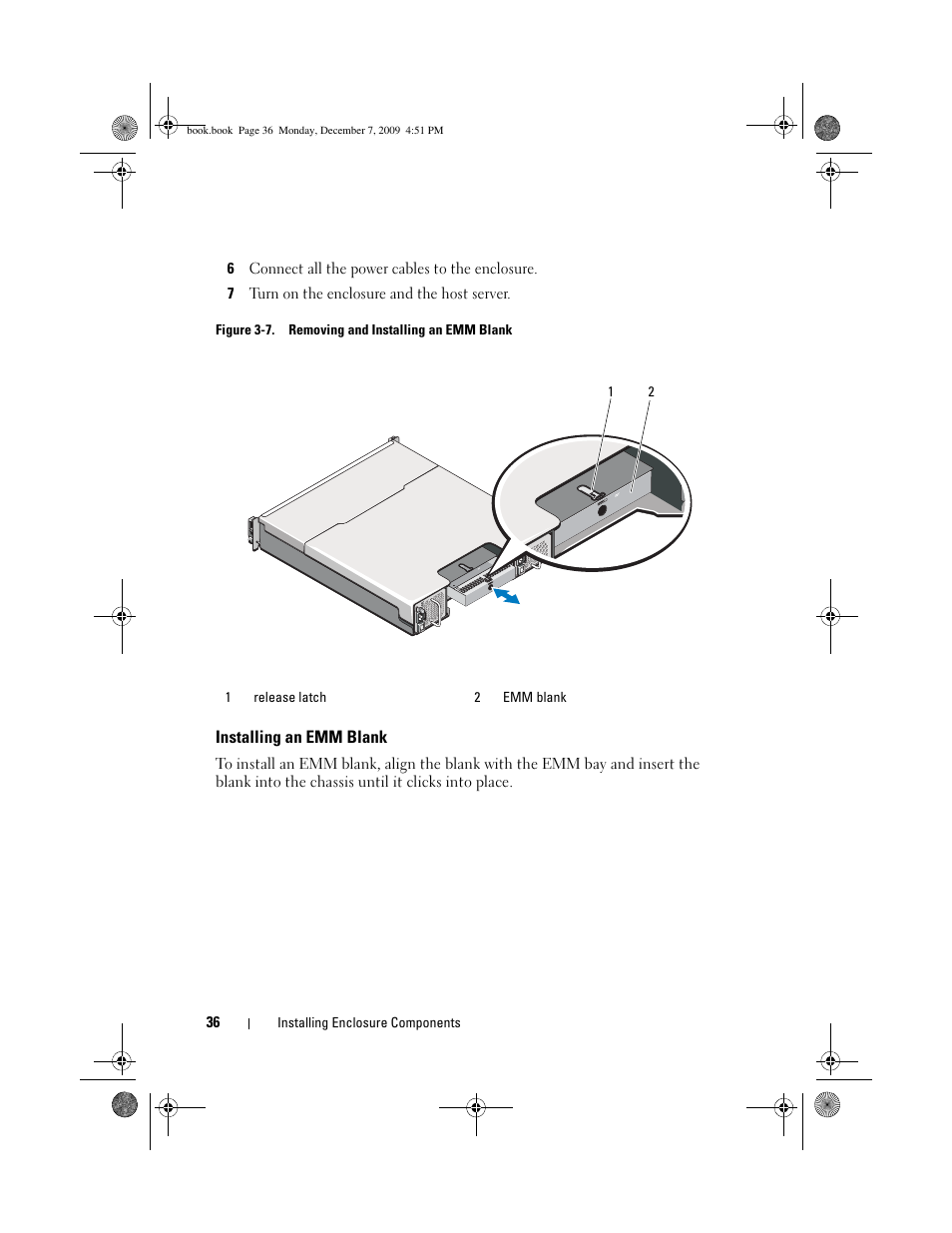 Installing an emm blank, E. see figure 3-7 | Dell PowerVault MD1200 User Manual | Page 36 / 70