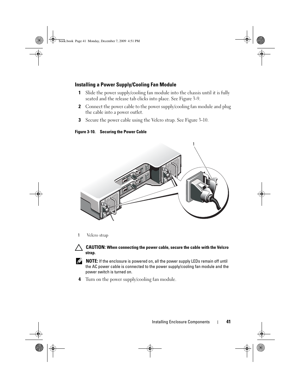 Installing a power supply/cooling fan module | Dell PowerVault MD1200 User Manual | Page 41 / 70
