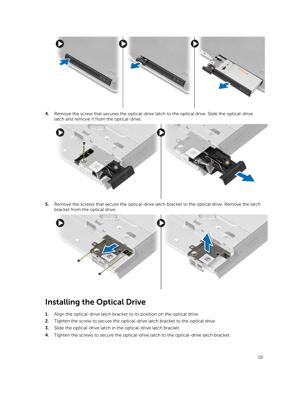 Installing the optical drive | Dell Precision M2800 (Early 2014) User Manual | Page 19 / 73
