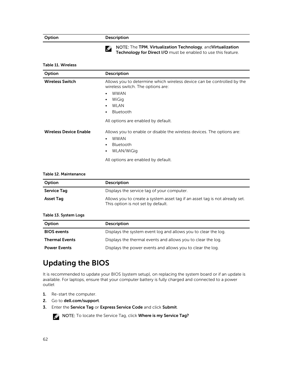 Updating the bios | Dell Precision M2800 (Early 2014) User Manual | Page 62 / 73