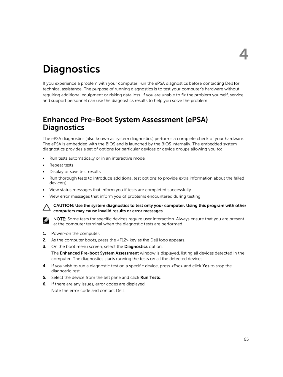 Diagnostics, 4 diagnostics | Dell Precision M2800 (Early 2014) User Manual | Page 65 / 73