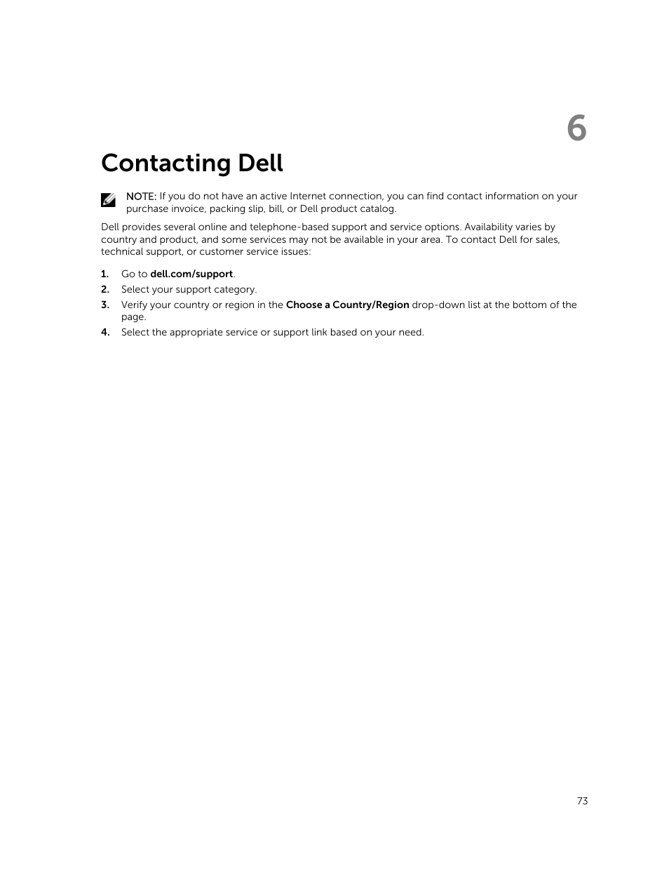 Contacting dell | Dell Precision M2800 (Early 2014) User Manual | Page 73 / 73