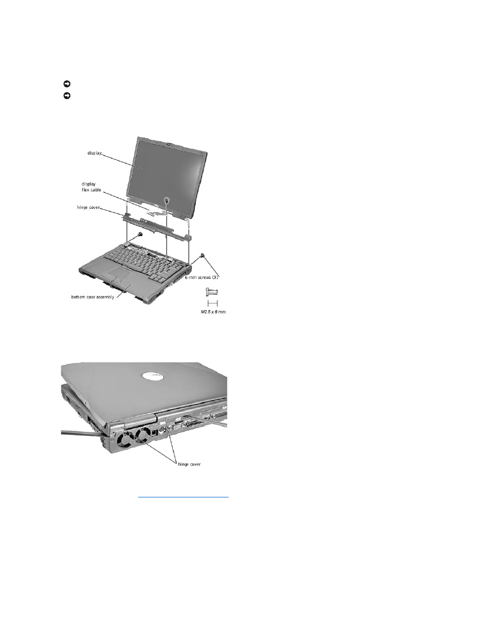 Removing the hinge cover, Removing the display assembly | Dell Precision M40 User Manual | Page 11 / 26