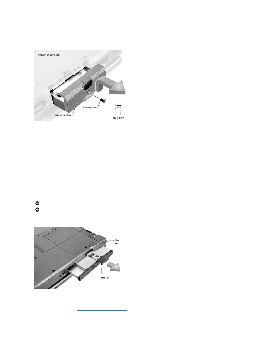 Fixed optical drive, Removing the hard drive, Replacing the hard drive | Removing the fixed optical drive | Dell Precision M40 User Manual | Page 6 / 26