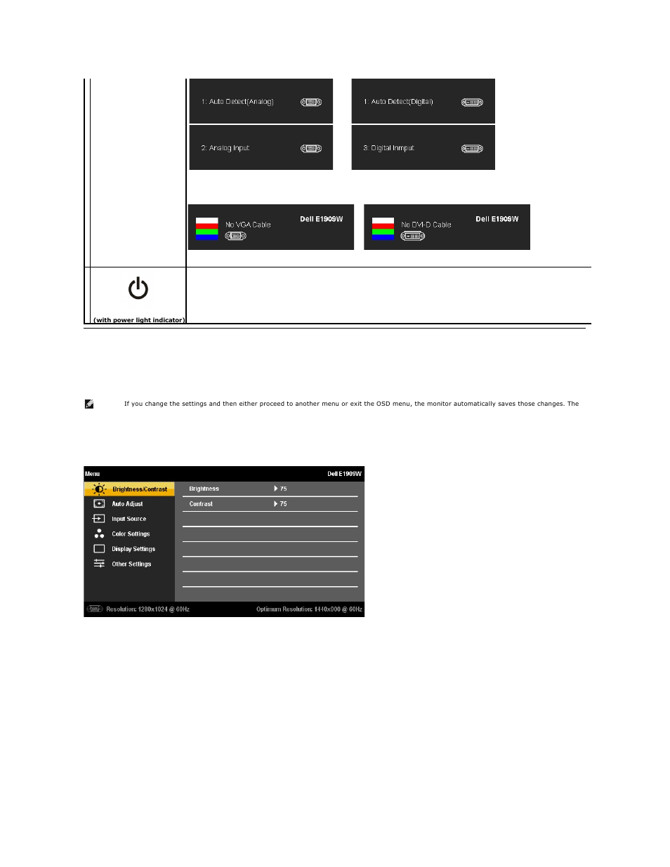 Using the on-screen display (osd) menu, Screen display (osd) and select the osd menu. see, Accessing the menu system | Dell E1909Wb Monitor User Manual | Page 14 / 30