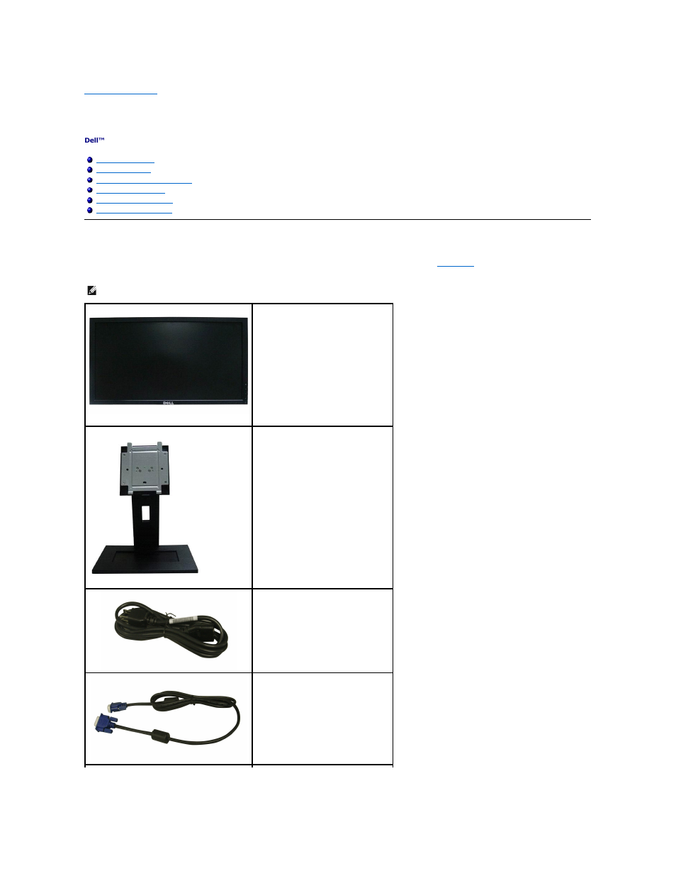About your monitor, Package contents | Dell E1909Wb Monitor User Manual | Page 2 / 30