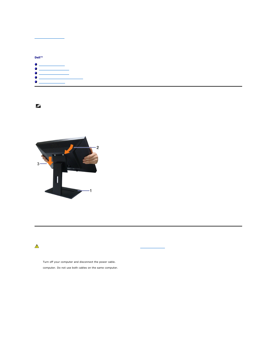 Setting up the monitor, Attaching the stand, Connecting your monitor | Connecting the white dvi cable | Dell E1909Wb Monitor User Manual | Page 24 / 30