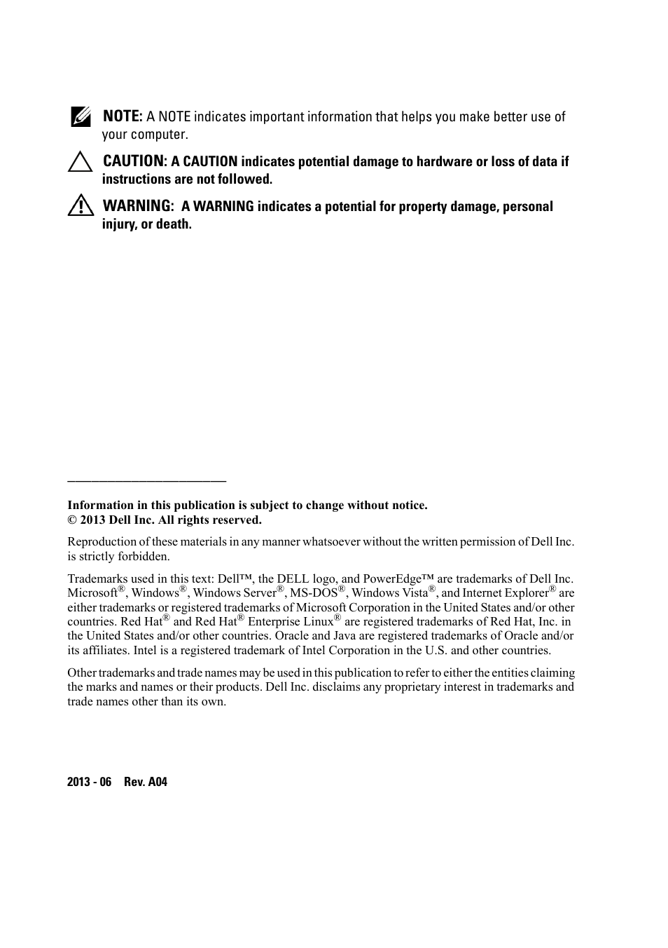 Caution, Warning | Dell PowerEdge C8000 User Manual | Page 2 / 78