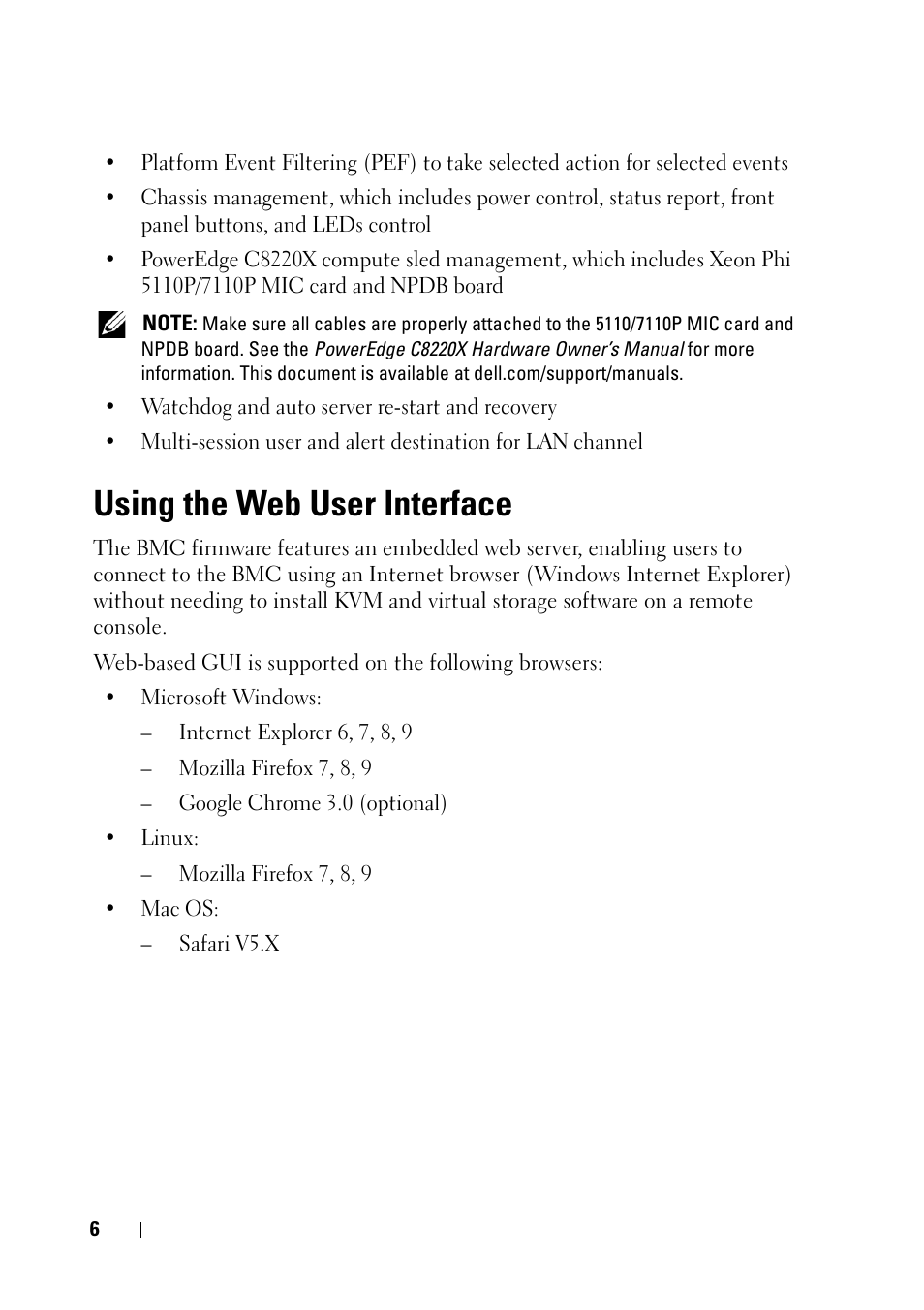 Using the web user interface | Dell PowerEdge C8000 User Manual | Page 6 / 78